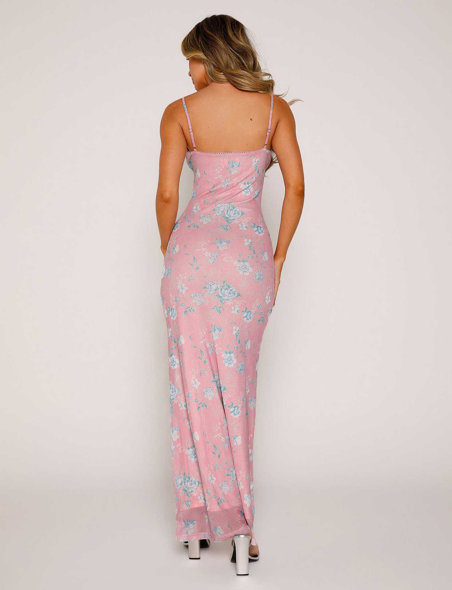 Vestido lencero Y2K floral ajustado para verano y playa