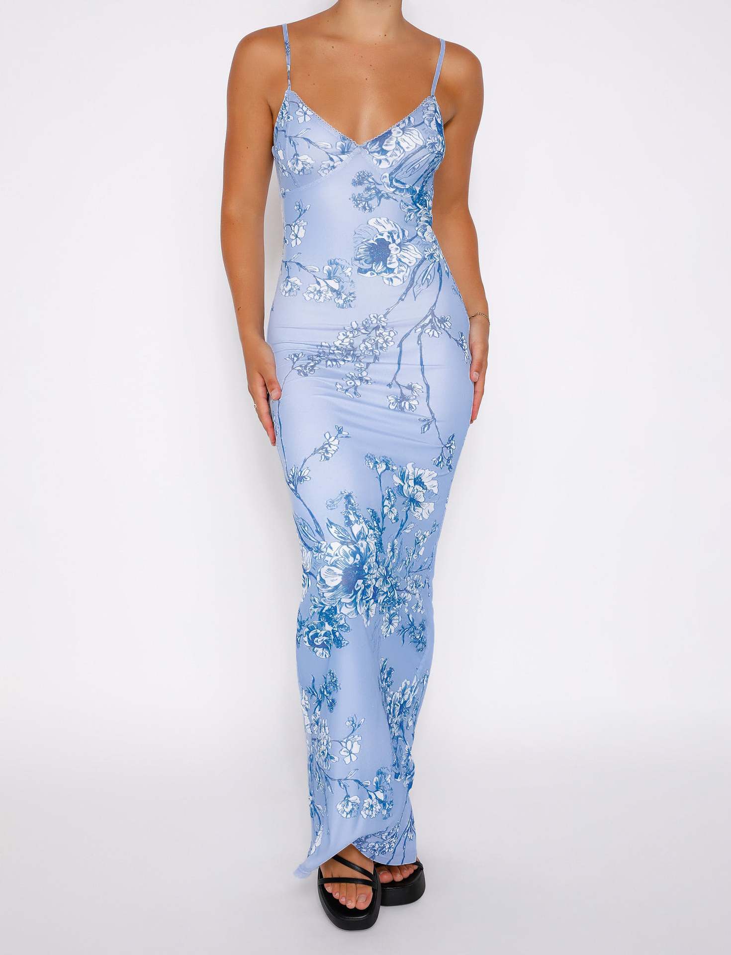 Vestido lencero Y2K floral ajustado para verano y playa
